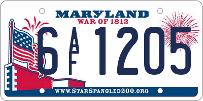 MD license plate 6AF1205