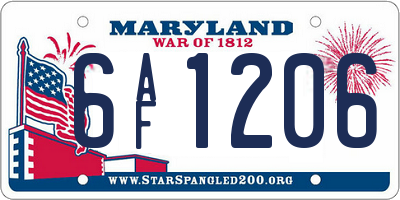 MD license plate 6AF1206