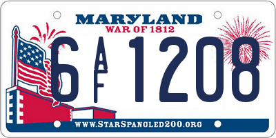 MD license plate 6AF1208