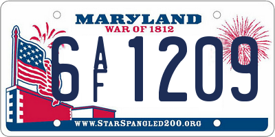 MD license plate 6AF1209
