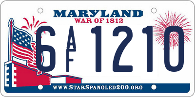 MD license plate 6AF1210