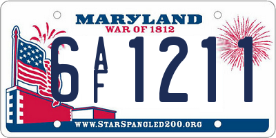 MD license plate 6AF1211