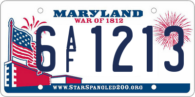 MD license plate 6AF1213
