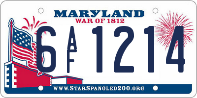MD license plate 6AF1214