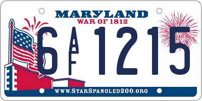 MD license plate 6AF1215