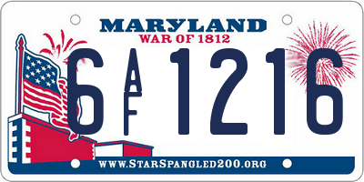 MD license plate 6AF1216