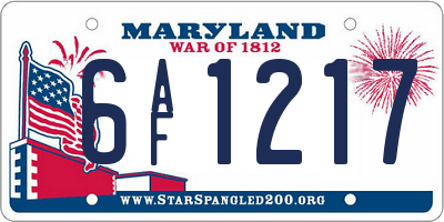 MD license plate 6AF1217