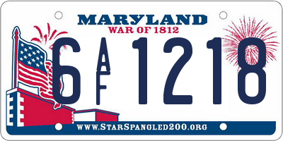 MD license plate 6AF1218