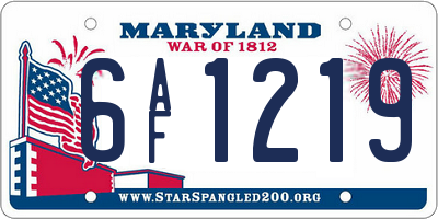 MD license plate 6AF1219