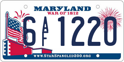 MD license plate 6AF1220