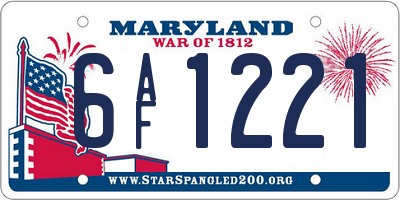 MD license plate 6AF1221