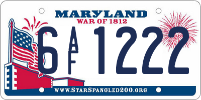 MD license plate 6AF1222