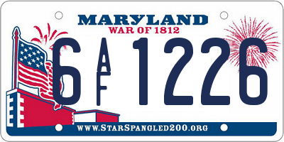 MD license plate 6AF1226