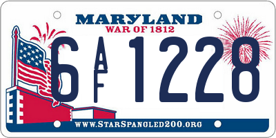 MD license plate 6AF1228