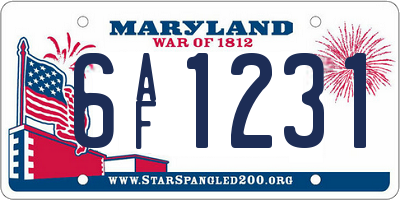 MD license plate 6AF1231