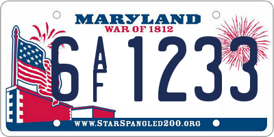 MD license plate 6AF1233