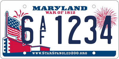 MD license plate 6AF1234
