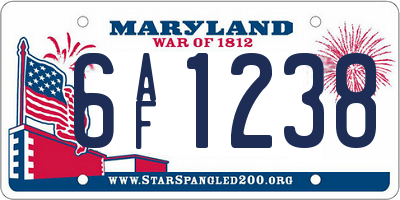MD license plate 6AF1238