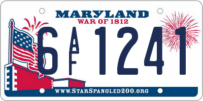 MD license plate 6AF1241