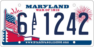 MD license plate 6AF1242
