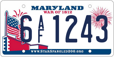 MD license plate 6AF1243