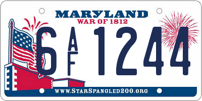 MD license plate 6AF1244