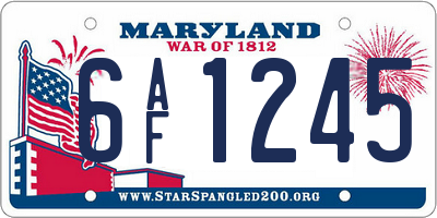 MD license plate 6AF1245