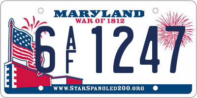 MD license plate 6AF1247