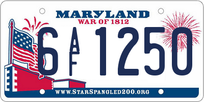 MD license plate 6AF1250