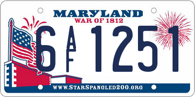 MD license plate 6AF1251