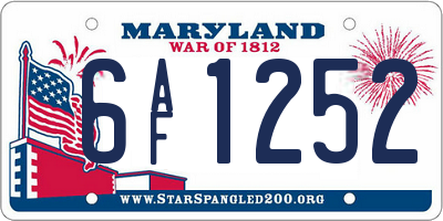 MD license plate 6AF1252