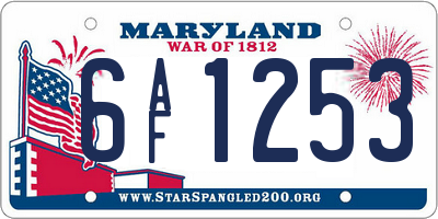 MD license plate 6AF1253