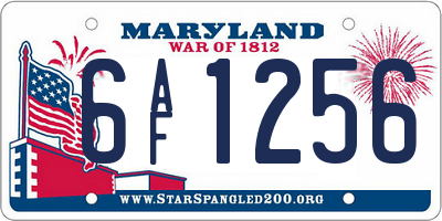 MD license plate 6AF1256
