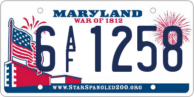 MD license plate 6AF1258