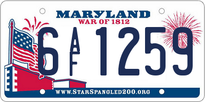 MD license plate 6AF1259