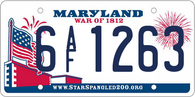 MD license plate 6AF1263