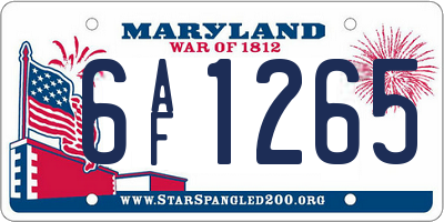 MD license plate 6AF1265