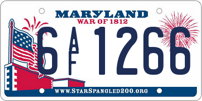 MD license plate 6AF1266