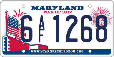 MD license plate 6AF1268