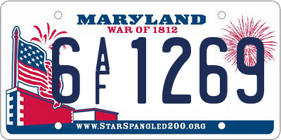MD license plate 6AF1269