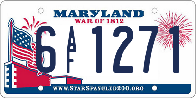 MD license plate 6AF1271