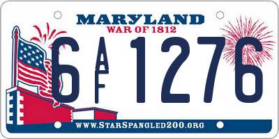 MD license plate 6AF1276