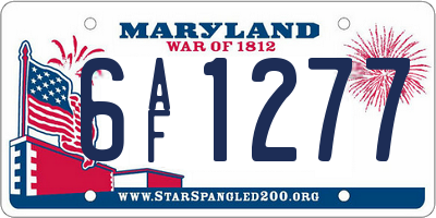 MD license plate 6AF1277