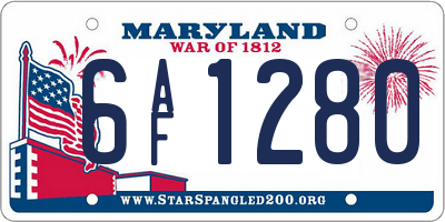 MD license plate 6AF1280