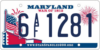 MD license plate 6AF1281
