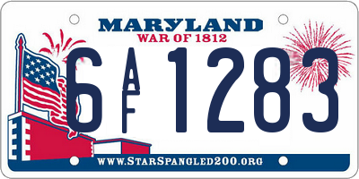 MD license plate 6AF1283