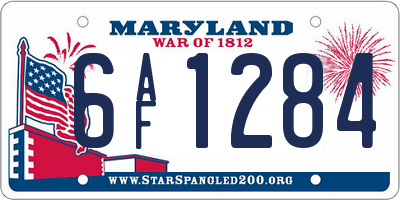 MD license plate 6AF1284