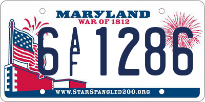 MD license plate 6AF1286