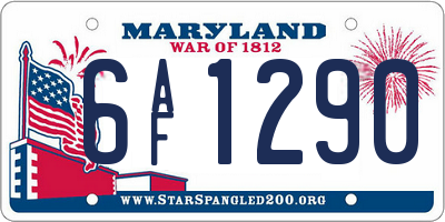 MD license plate 6AF1290