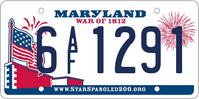MD license plate 6AF1291